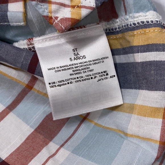 Old Navy Toddler Boy Long Sleeve Plaid Button Up Shirt Size 5t - Picture 4 of 5